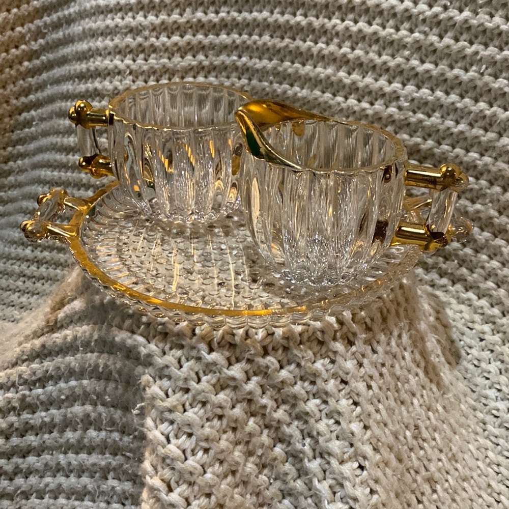 1940s glass sugar cream set